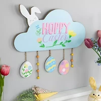 Northlight 16" Hoppy Wooden  With Bunny And Eggs Wall Sign