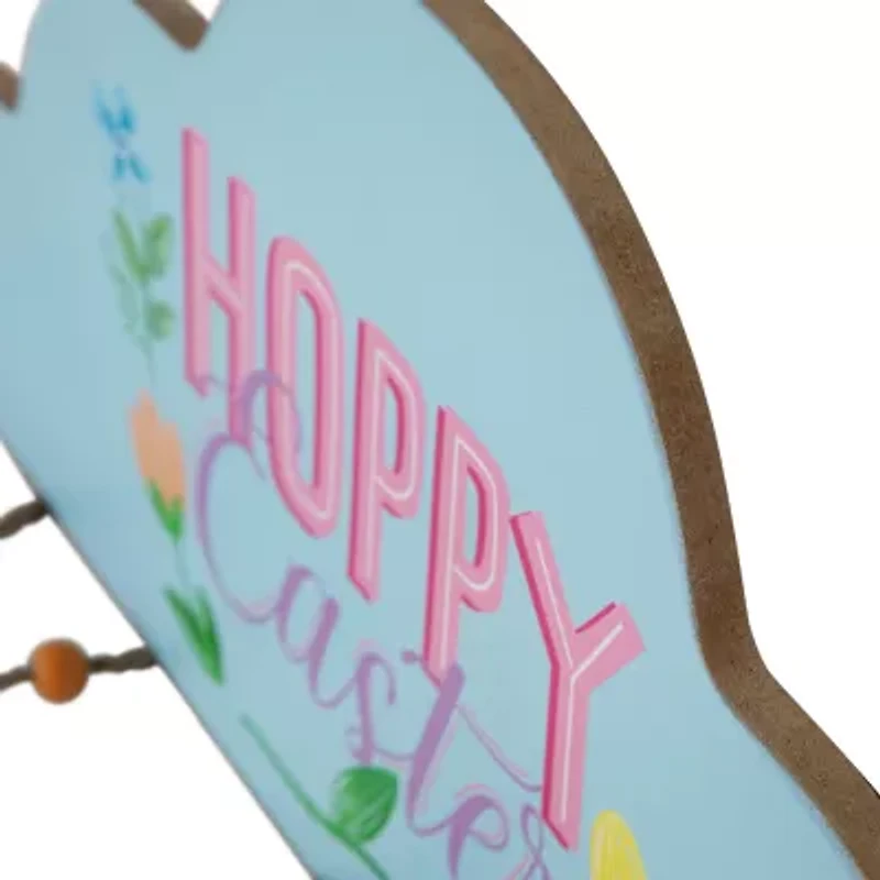 Northlight 16" Hoppy Wooden  With Bunny And Eggs Wall Sign