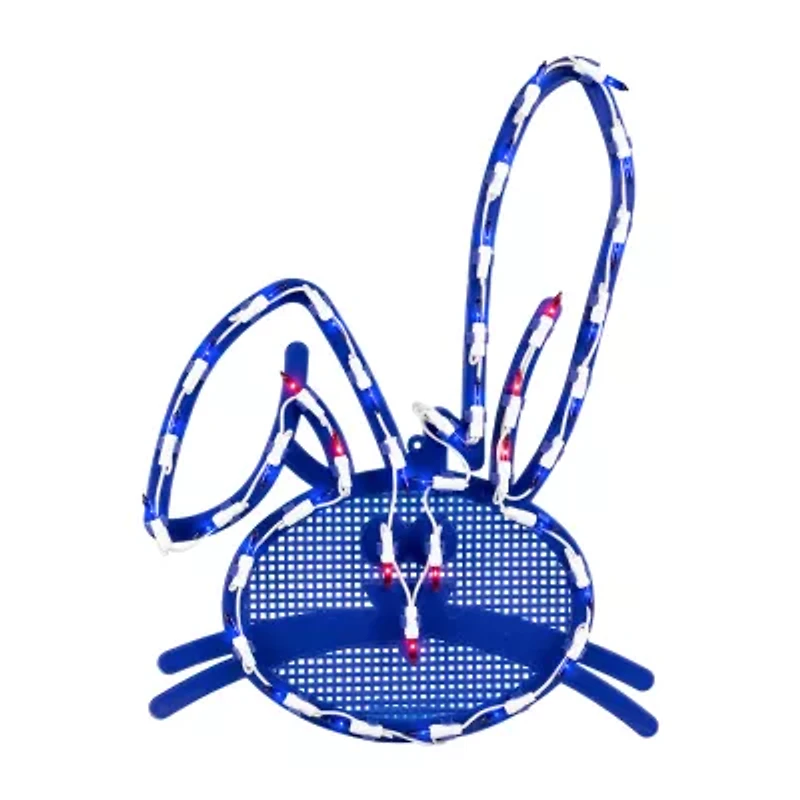Northlight 17" Blue Lighted Bunny Head Window Easter Window Decor