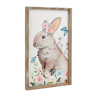 Northlight 12" Bunny With Flowers Framed Wall Sign