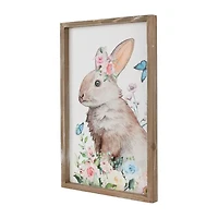 Northlight 12" Bunny With Flowers Framed Wall Sign