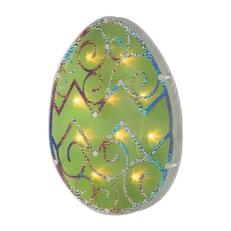 Northlight 12" Green Lighted Egg Easter Window Decor