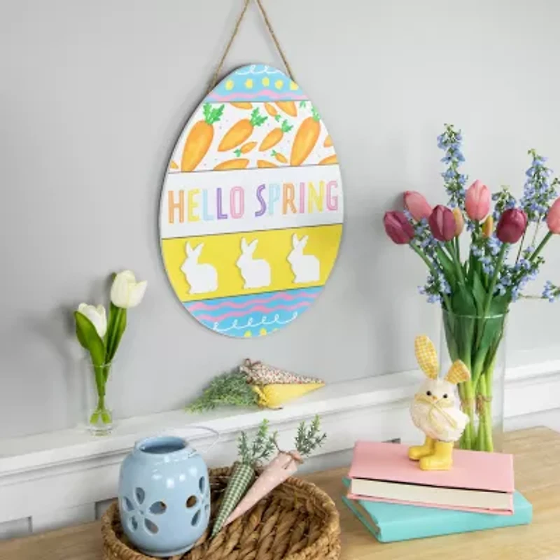 Northlight 16" Hello Spring Egg Wooden Wall Sign
