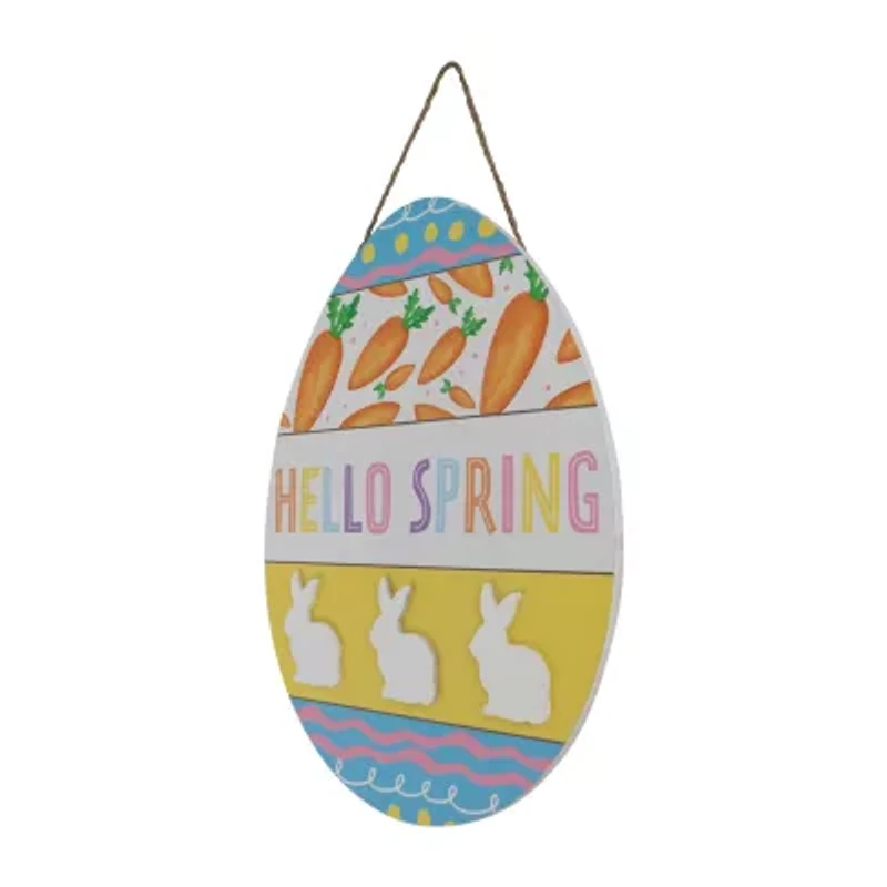 Northlight 16" Hello Spring Egg Wooden Wall Sign