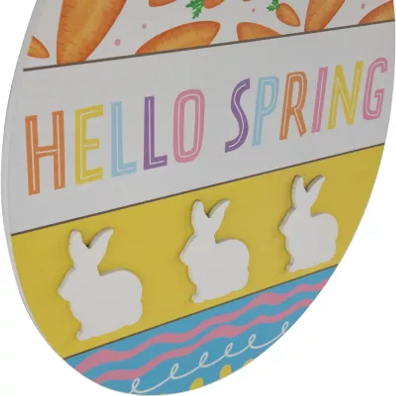 Northlight 16" Hello Spring Egg Wooden Wall Sign