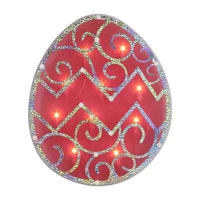 Northlight 12" Pink Lighted Egg Easter Window Decor