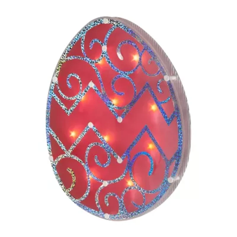 Northlight 12" Pink Lighted Egg Easter Window Decor