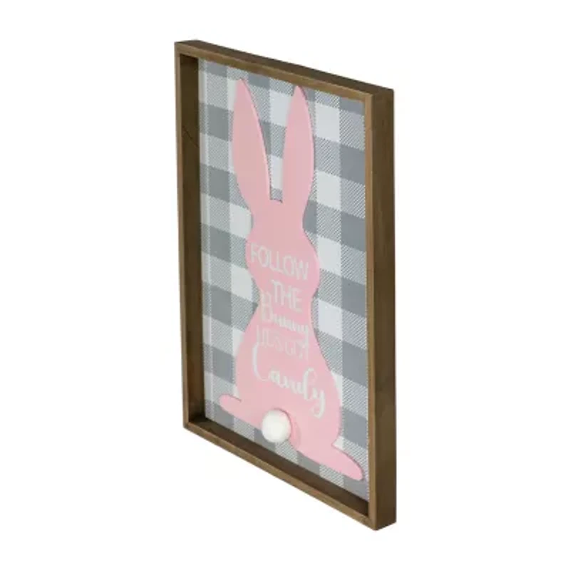 Northlight 16" Framed Follow The Bunny He'S Got Candy Wall Sign