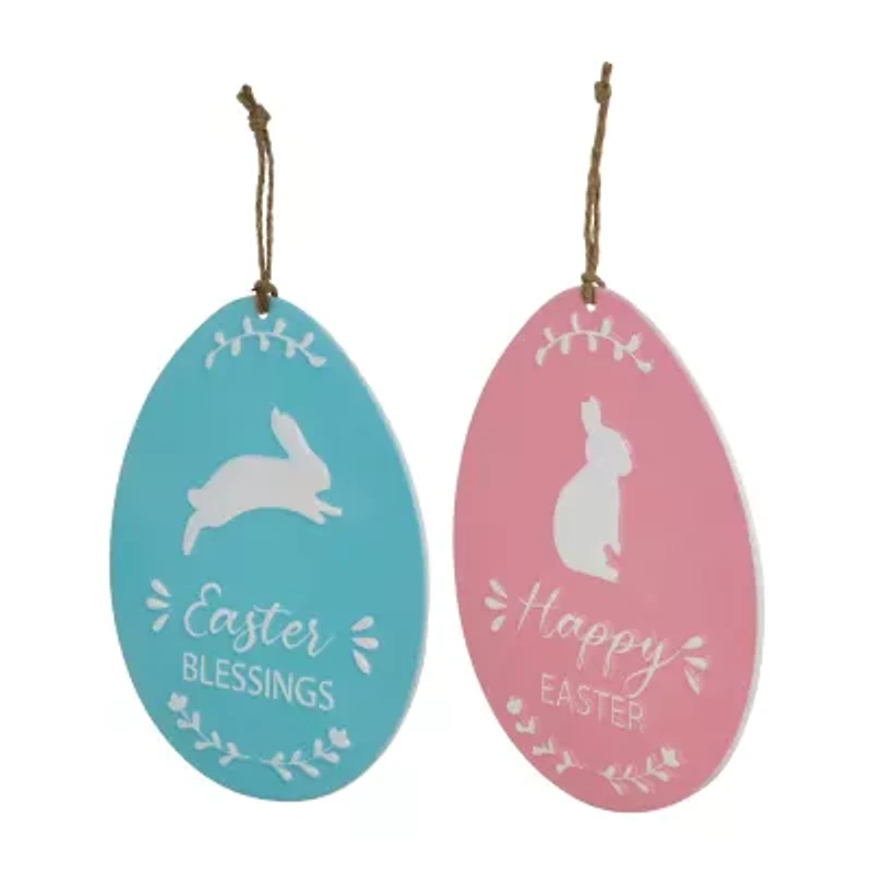 Northlight 10" Blue And Pink Egg Metal Wall Sign