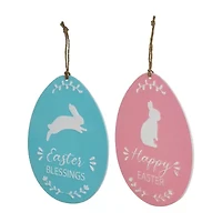 Northlight 10" Blue And Pink Egg Metal Wall Sign