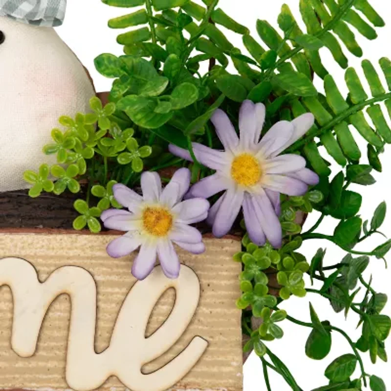 Northlight 16" Rabbit Couple Floral Welcome Hanging Decor