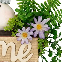 Northlight 16" Rabbit Couple Floral Welcome Hanging Decor