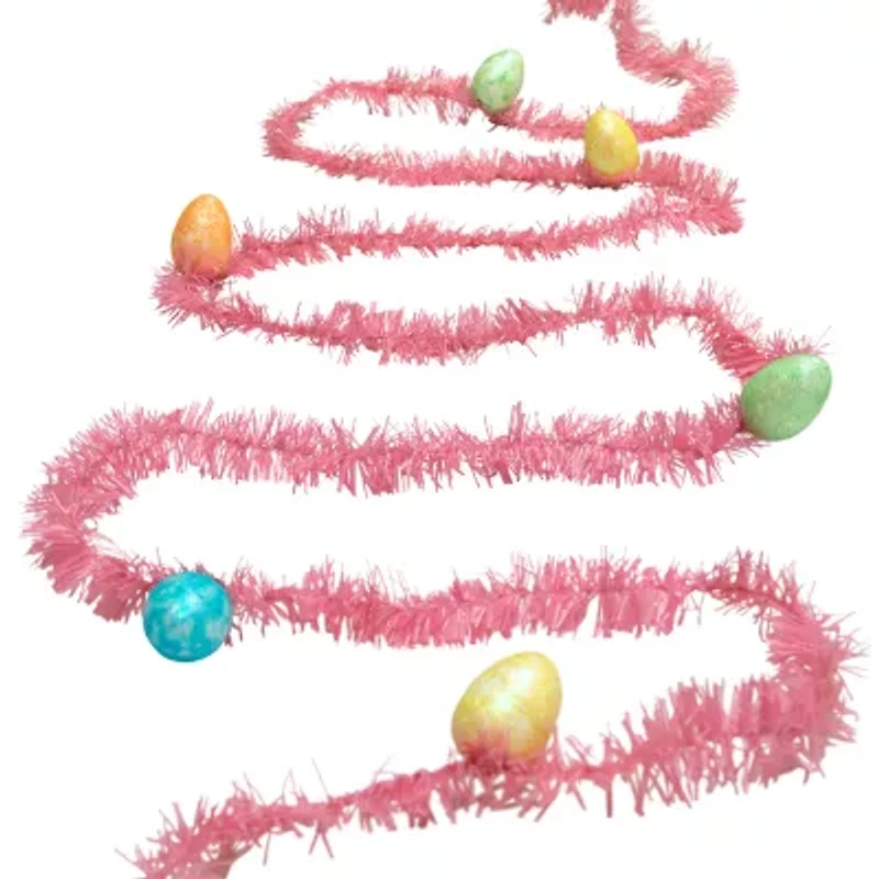 Northlight 25ft Pink Tinsel  With Eggs Easter Indoor Outdoor Garland