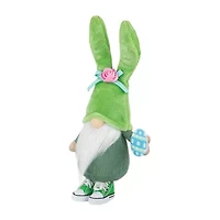 Northlight 15" Green And White Gnome With Bunny Ears Easter Gnome