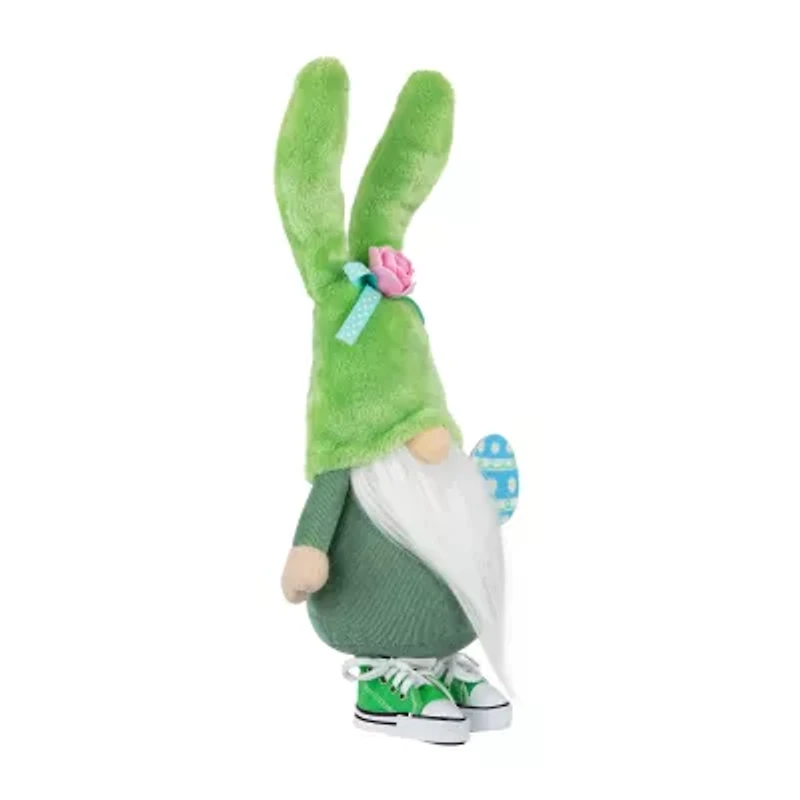 Northlight 15" Green And White Gnome With Bunny Ears Easter Gnome