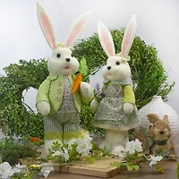 Northlight 20" White And Green Standing Rabbit Easter Figurine
