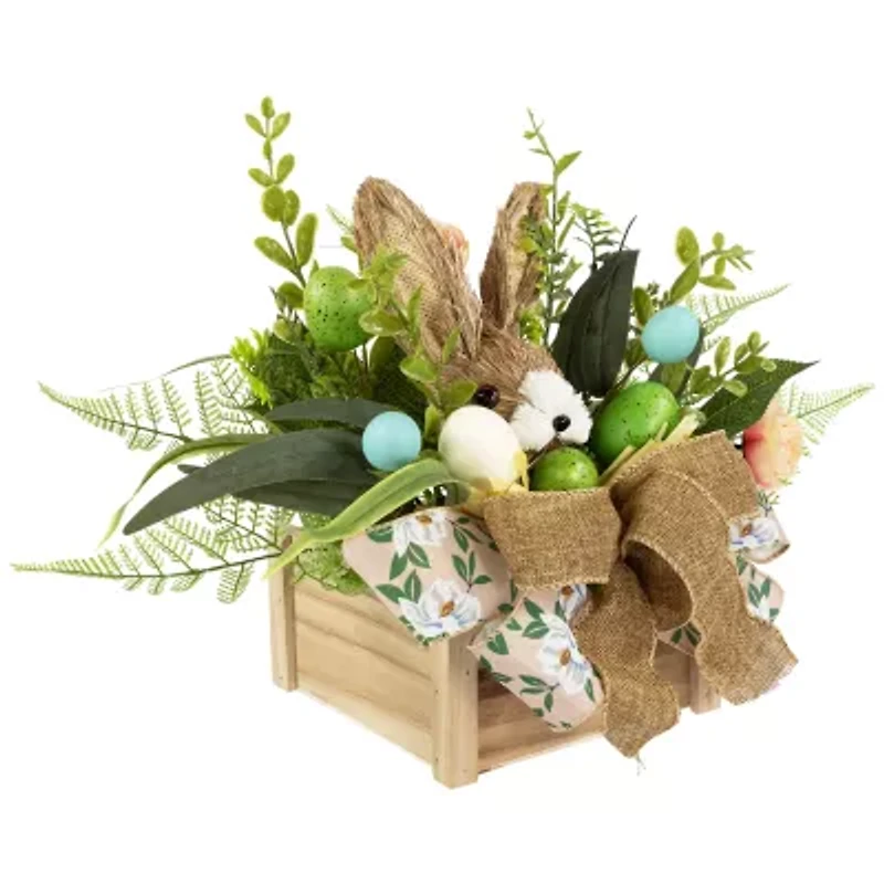 Northlight 12" Boxed Floral Arrangement With Bunny Floral Arrangement