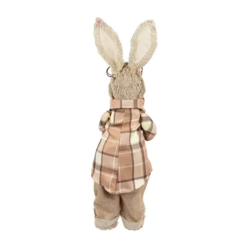 Northlight 16" Beige Rustic Boy Rabbit With Book Easter Figurine