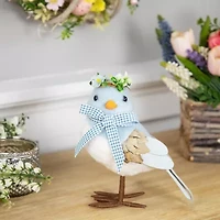 Northlight 7" Plush Bluebird With Gingham Bow Easter Figurine
