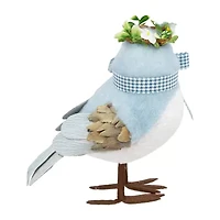 Northlight 7" Plush Bluebird With Gingham Bow Easter Figurine