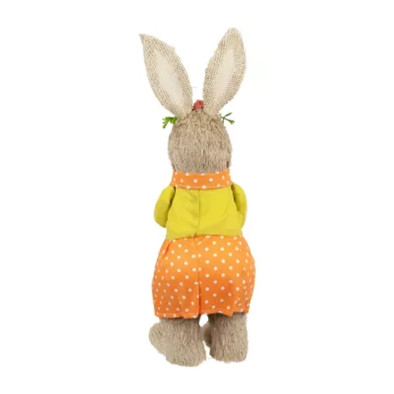 Northlight 15" Orange And Green Standing Girl Rabbit With Egg Easter Figurine