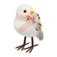 Northlight 7" Beige Plush Bird With Gingham Bow Easter Figurine