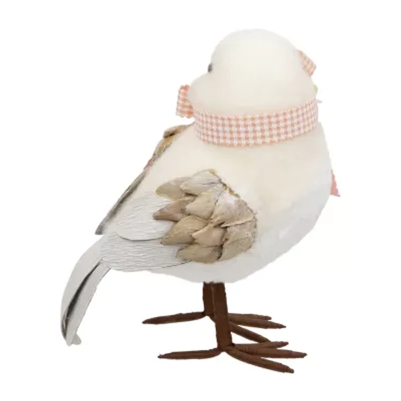 Northlight 7" Beige Plush Bird With Gingham Bow Easter Figurine