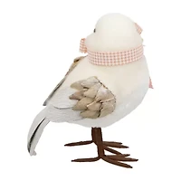Northlight 7" Beige Plush Bird With Gingham Bow Easter Figurine