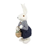 Northlight 19" Navy Blue Standing Girl Bunny With Basket Easter Figurine