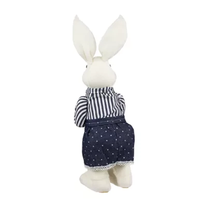 Northlight 19" Navy Blue Standing Girl Bunny With Basket Easter Figurine