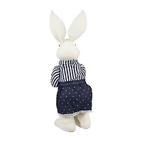 Northlight 19" Navy Blue Standing Girl Bunny With Basket Easter Figurine