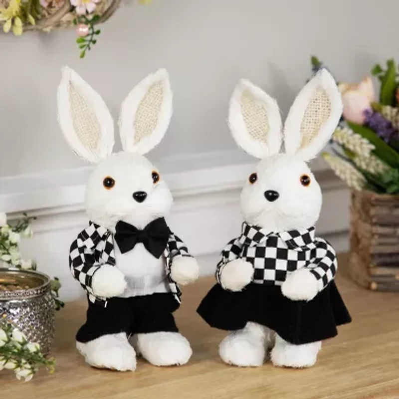 Northlight 10" Boy Rabbit In Checkered Jacket Easter Figurine