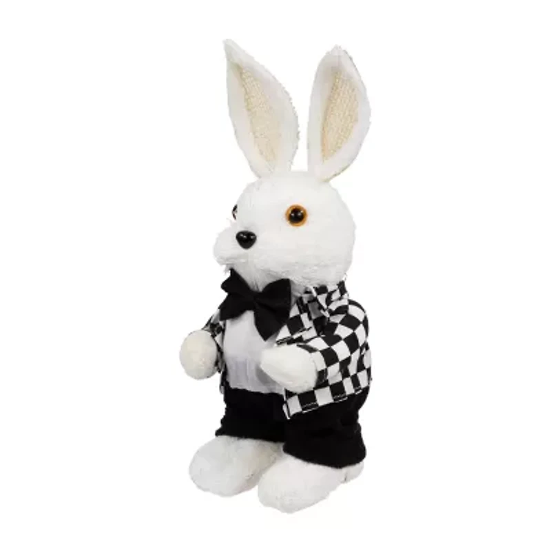 Northlight 10" Boy Rabbit In Checkered Jacket Easter Figurine