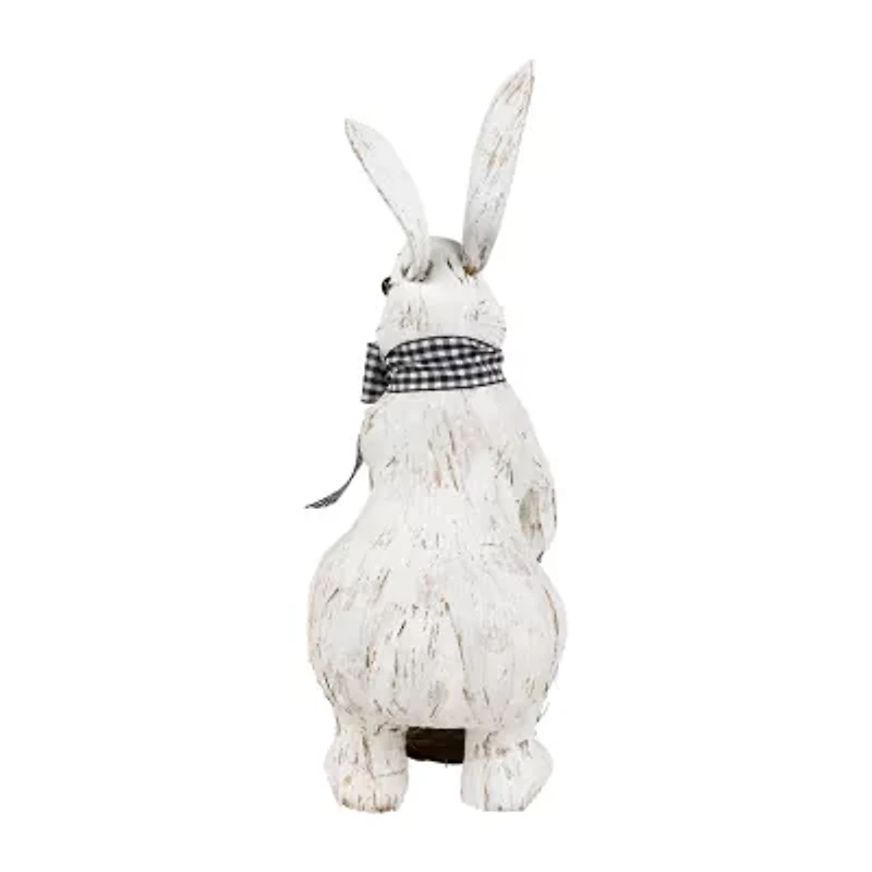 Northlight 13" Brushed White Rabbit With Basket Easter Figurine