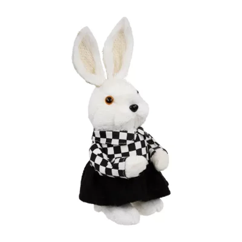 Northlight 10" Girl Rabbit In Checkered Dress Easter Figurine