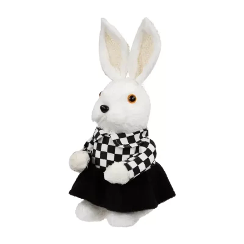 Northlight 10" Girl Rabbit In Checkered Dress Easter Figurine