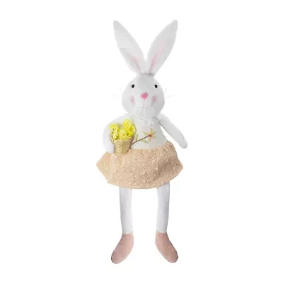 Northlight 24" White And Pink Girl Bunny Rabbit And Spring Easter Figurine