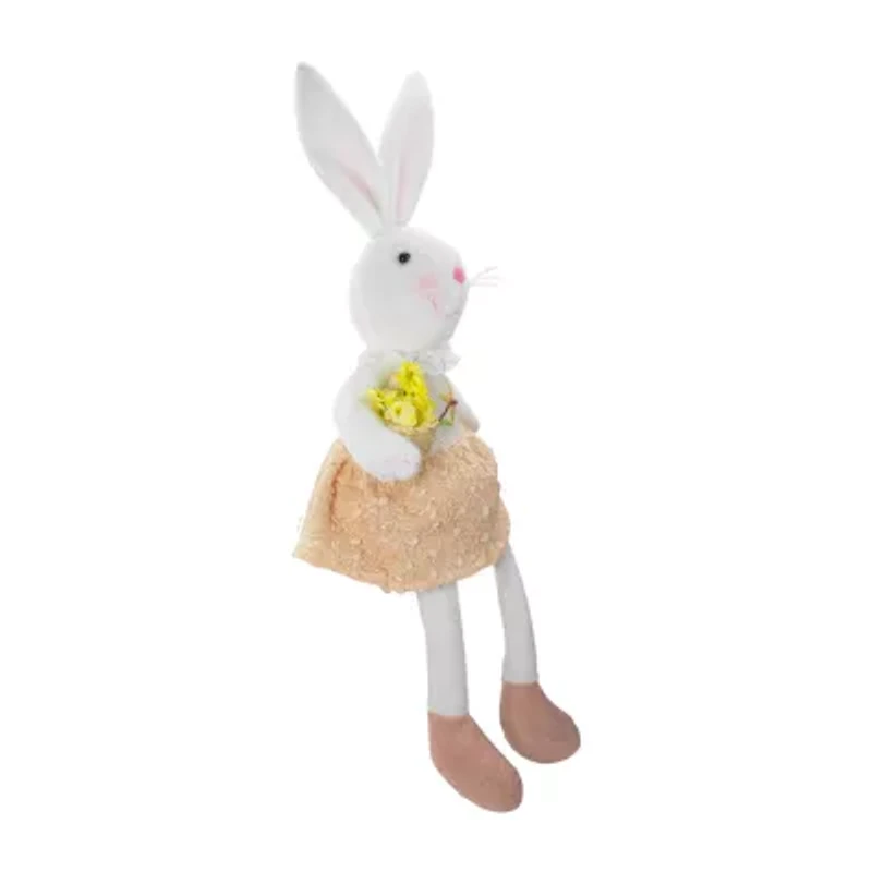 Northlight 24" White And Pink Girl Bunny Rabbit And Spring Easter Figurine
