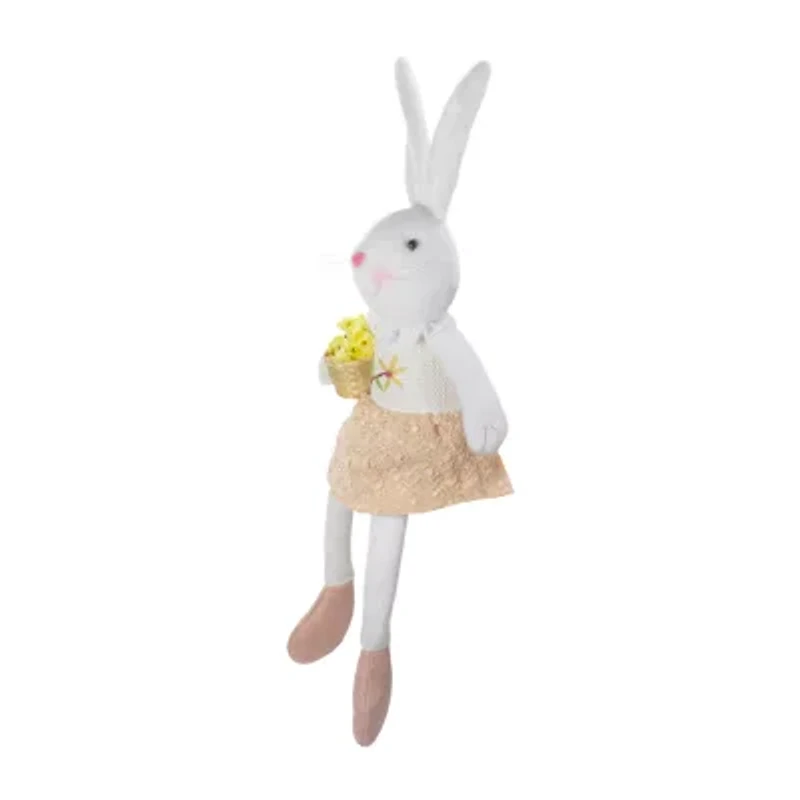 Northlight 24" White And Pink Girl Bunny Rabbit And Spring Easter Figurine