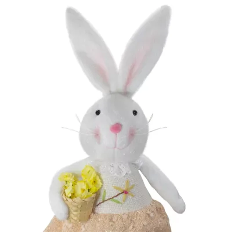 Northlight 24" White And Pink Girl Bunny Rabbit And Spring Easter Figurine