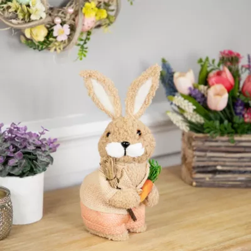 Northlight 10" Plush Boy Rabbit With Carrots Easter Figurine