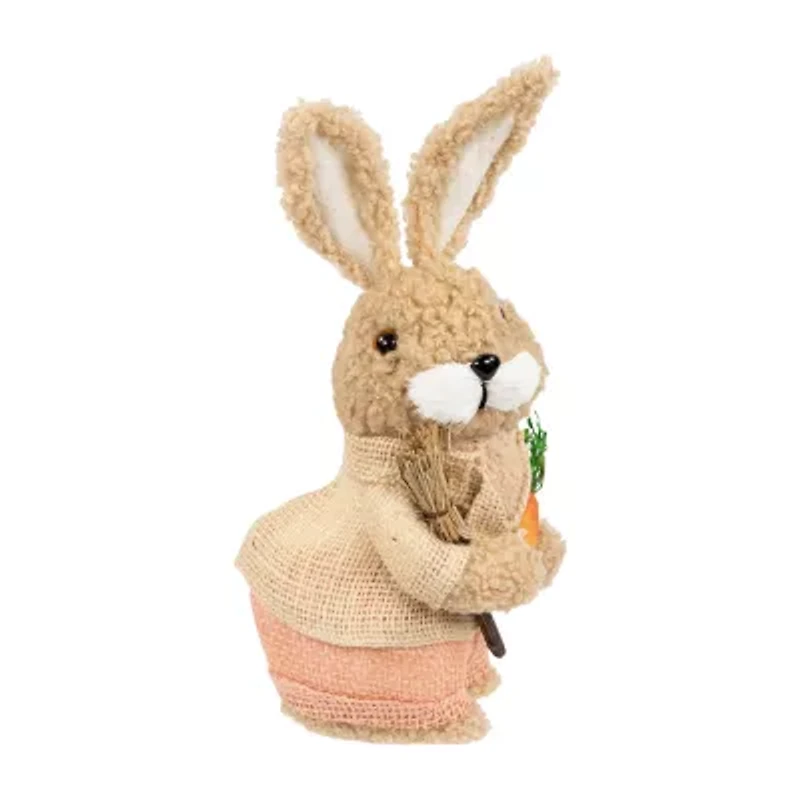 Northlight 10" Plush Boy Rabbit With Carrots Easter Figurine