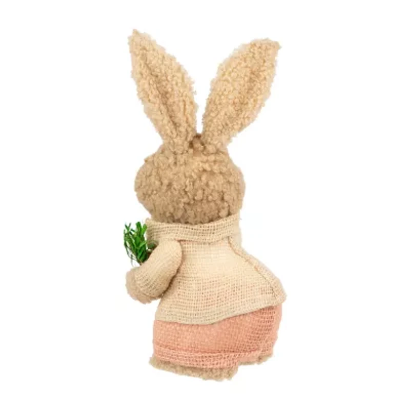 Northlight 10" Plush Boy Rabbit With Carrots Easter Figurine