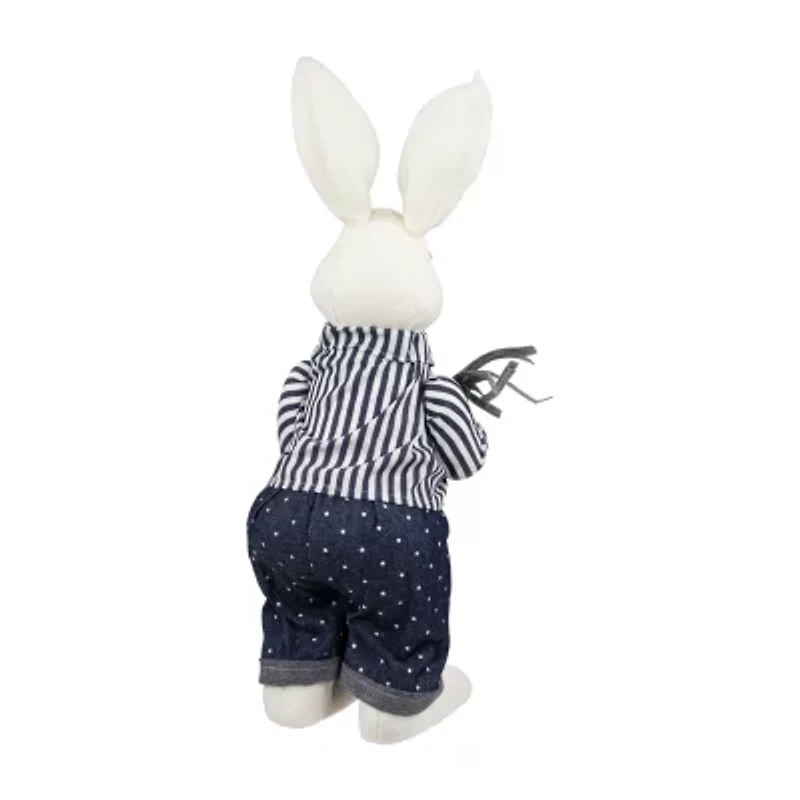 Northlight 19" Navy Blue Standing Boy Bunny With Carrot Easter Figurine