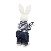 Northlight 19" Navy Blue Standing Boy Bunny With Carrot Easter Figurine