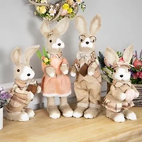 Northlight 12" Beige Boy Rabbit With Plaid Jacket Easter Figurine