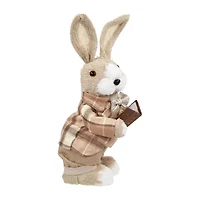 Northlight 12" Beige Boy Rabbit With Plaid Jacket Easter Figurine
