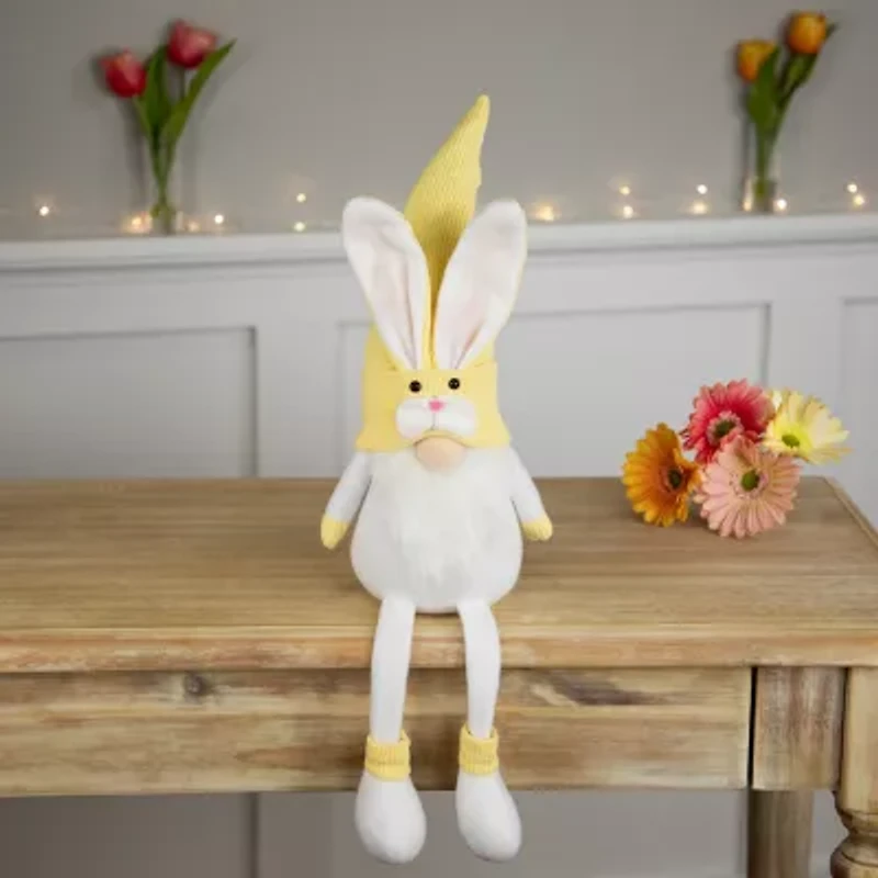 Northlight 20" Yellow Sitting Bunny Gnome Easter Gnome