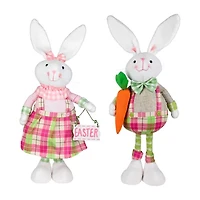 Northlight 19" Pink And Green Bunny Rabbit With Spring Easter Figurine