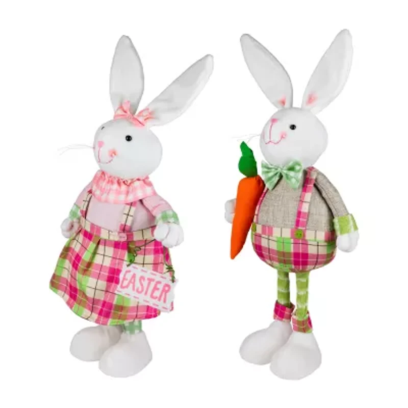 Northlight 19" Pink And Green Bunny Rabbit With Spring Easter Figurine